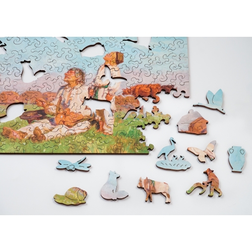 Drewniane puzzle A4 Chełmoński "Bociany" 140 el.
